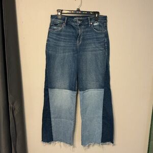American Eagle Outfitters Two-Tone Blue Flare Jeans